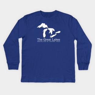 Unsalted And Shark Free Michigan Great Lakes Kids Long Sleeve T-Shirt